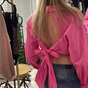 KIMPTON PINK LONG SLEEVE OPEN BACK SHIRT